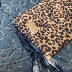 3AM Forever Cheetah Leopard Animal Print Fringe Crossbody Bag Purse Chain Strap